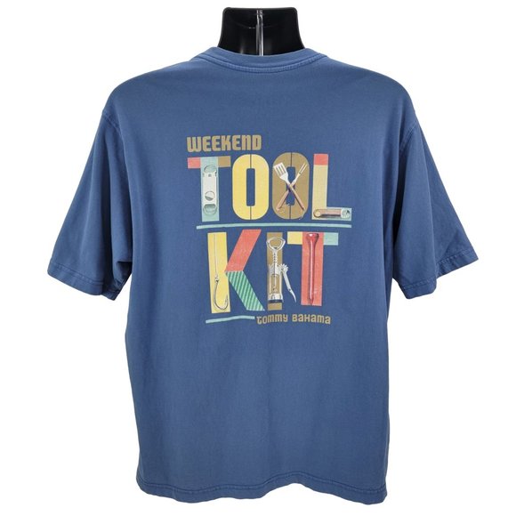 Tommy Bahama Relax Weekend Tool Kit Men's Graphic T-shirt Size Large Blue - Picture 1 of 6